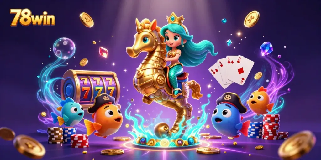 Engage with thrilling slots and jackpots at 78win, featuring vibrant casino elements!