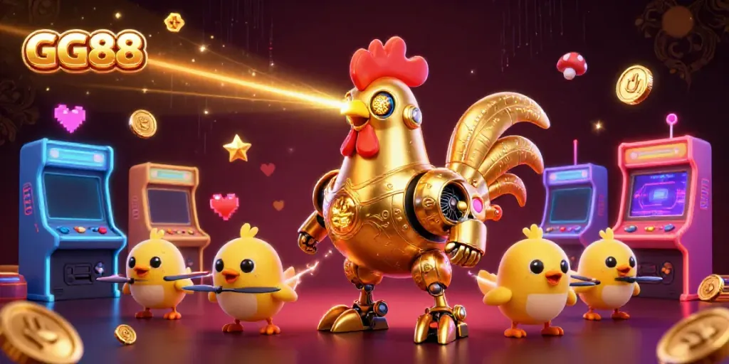Experience the vibrant gaming atmosphere at GG88 with futuristic characters and exciting casino elements.