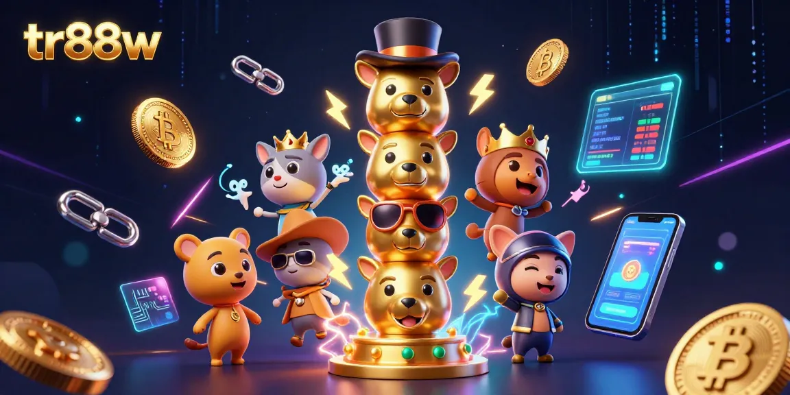 Experience exciting gameplay at tr88w with vibrant 3D visuals of casino elements and crypto coins.