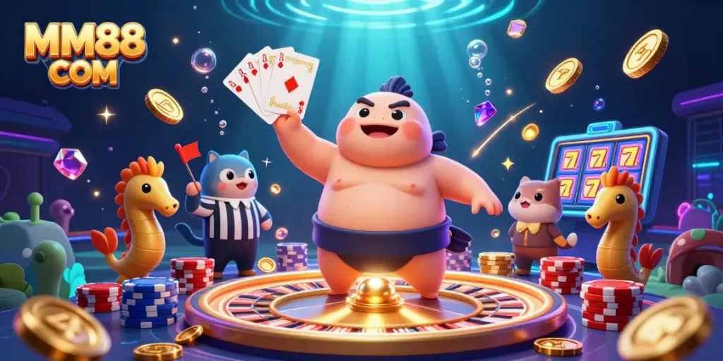 Experience thrilling gameplay with MM88 COM's vibrant underwater casino scene featuring animated characters and rich gaming elements.