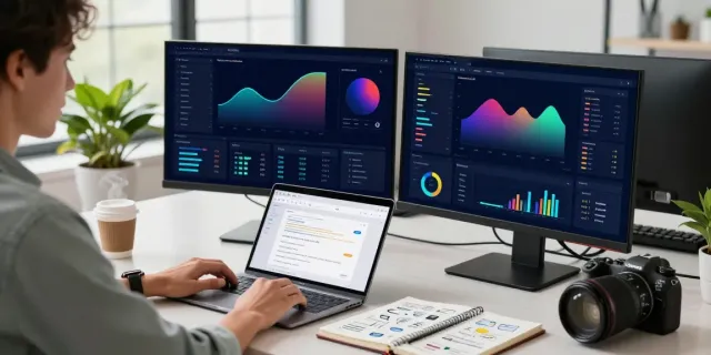 Digital marketer focusing on instant indexing strategies in a modern workspace.