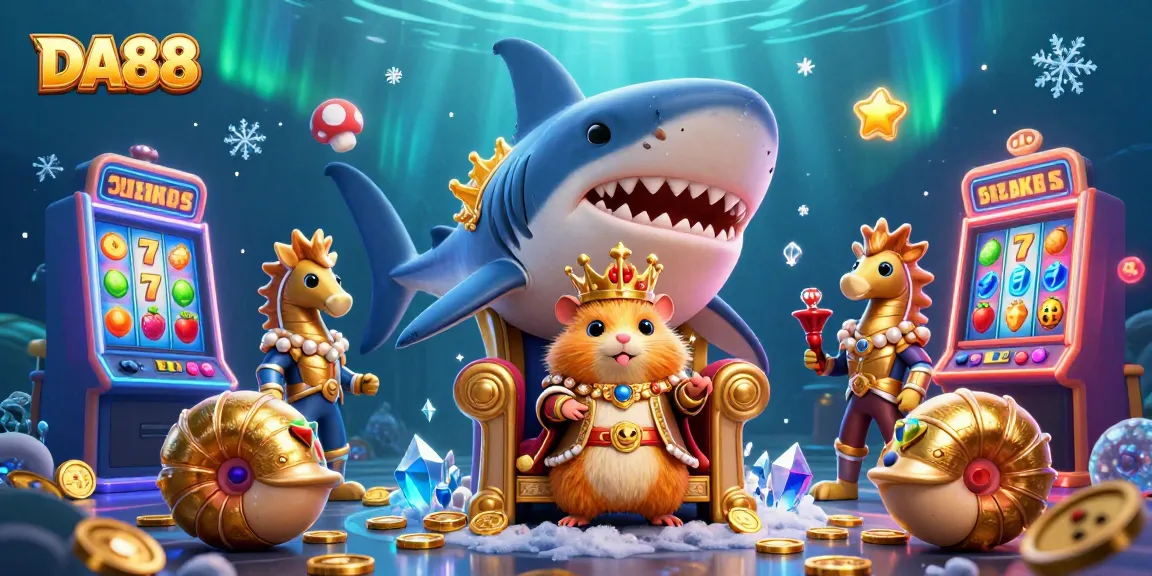 Experience the exciting DA88 casino slots with a vibrant underwater illustration featuring engaging characters and gaming elements.