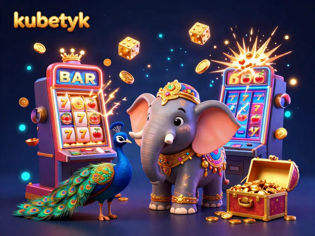 Experience huge wins at kubetyk with vibrant slot machines bursting coins and exciting casino elements.