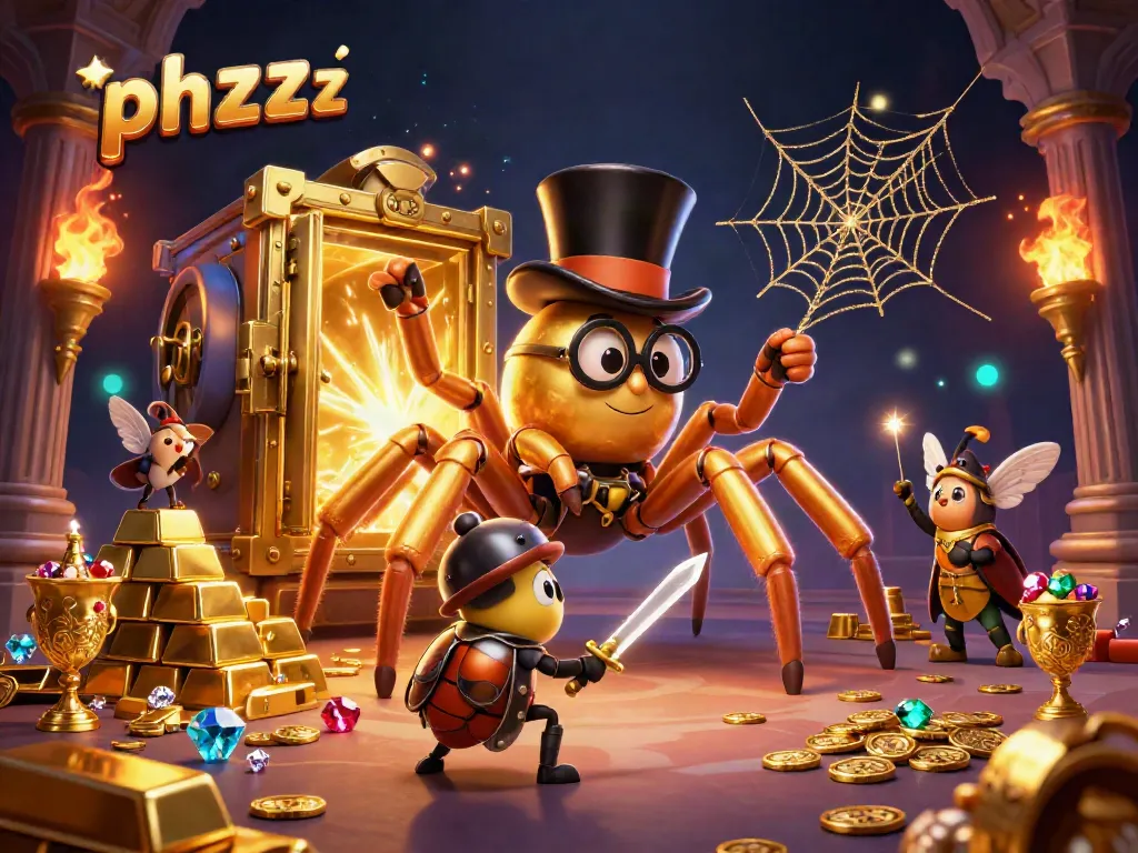 Engage with phzzz's vibrant casino adventure featuring dynamic characters and gold treasures.