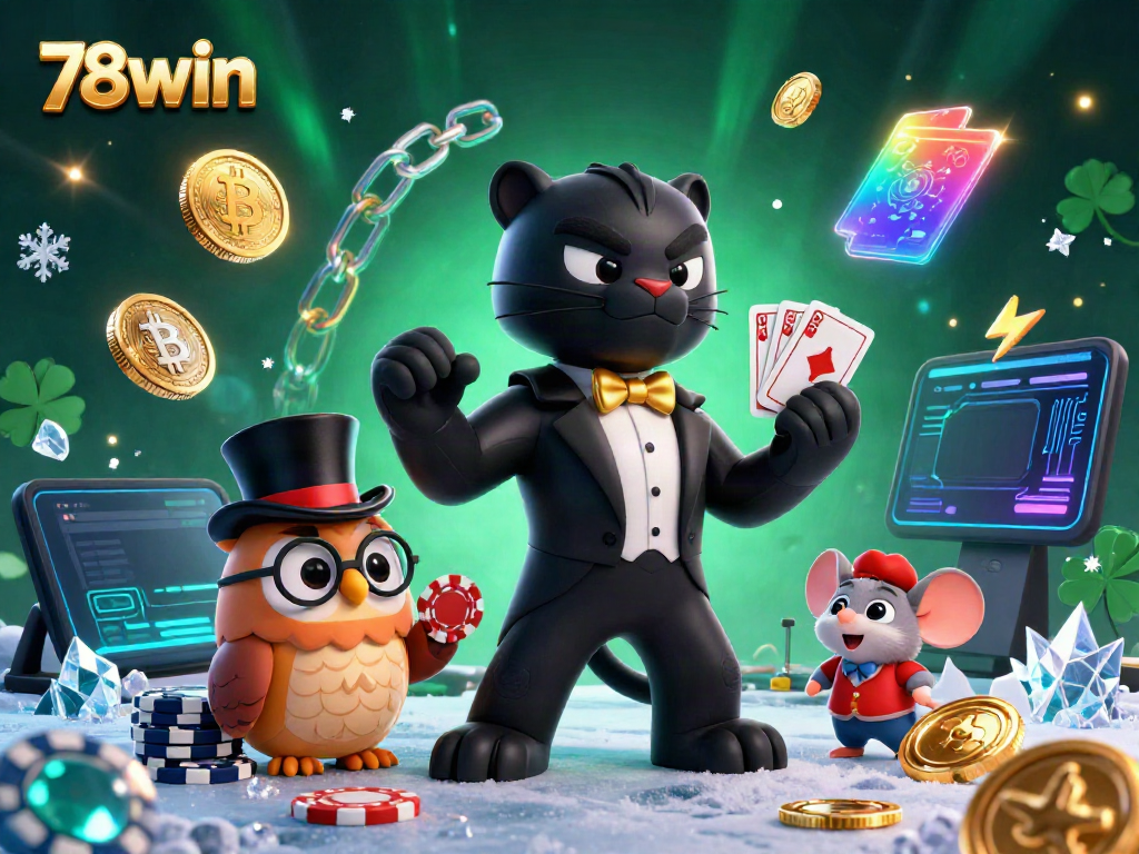 Engage with thrilling card games as 78win showcases vibrant casino characters in an enchanting 3D experience.