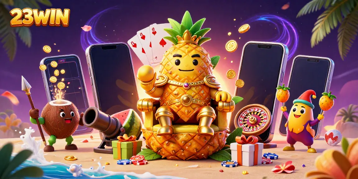 Experience the vibrant world of 23WIN with our animated casino scene showcasing lively characters and exhilarating gaming elements.