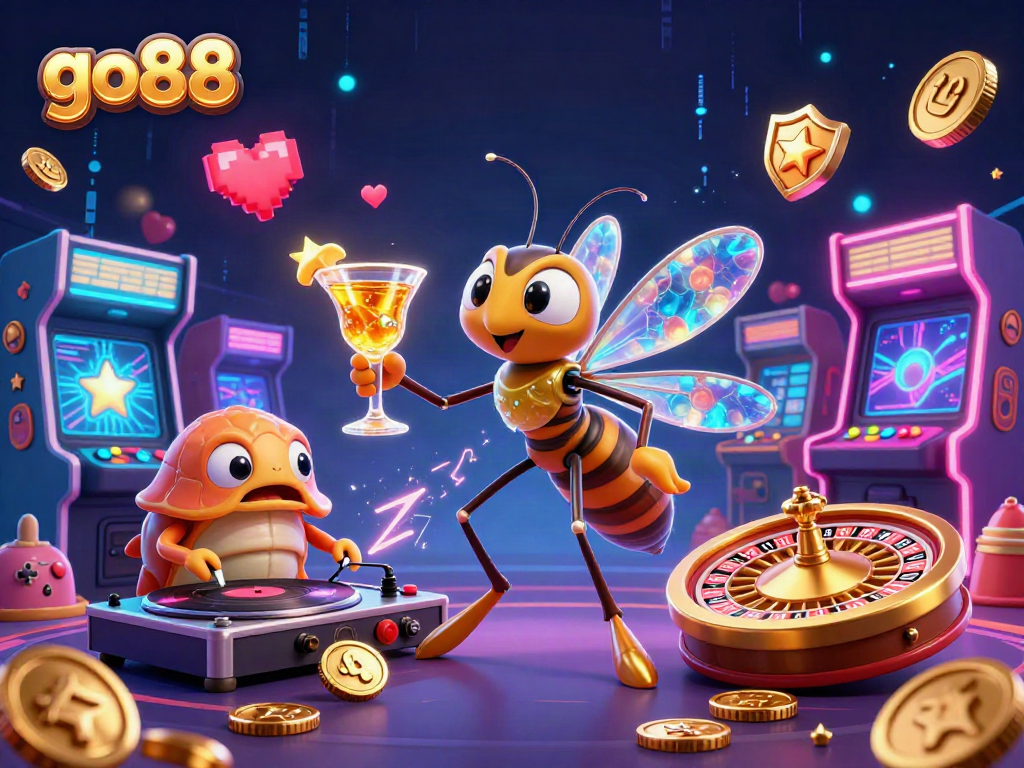 Join go88's thrilling gaming experience with a vibrant casino mascot and unique game elements.