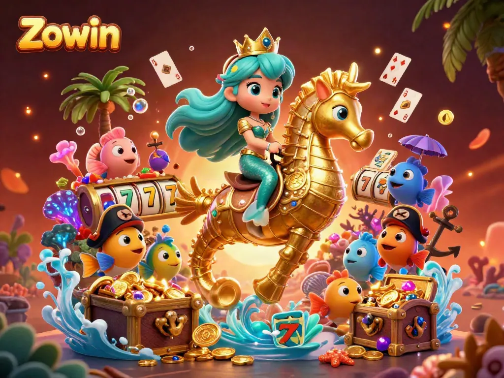 Experience the excitement of Zowin with colorful underwater treasures and thrilling slot elements.