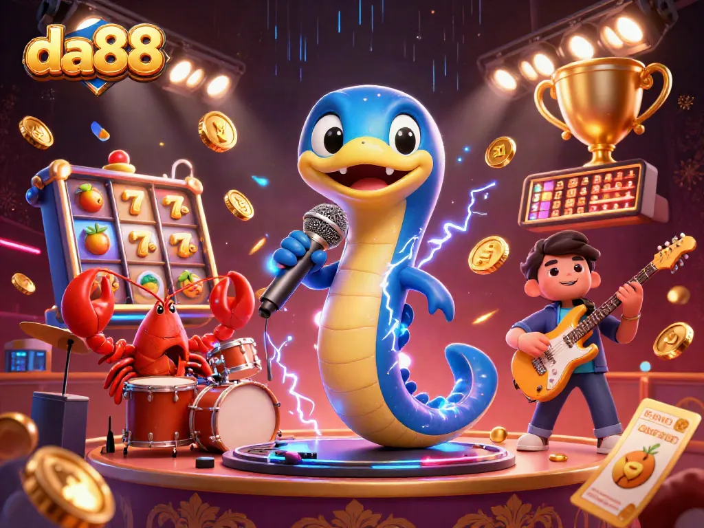 Experience winning moments at da88 with an electric eel DJ and lively casino atmosphere.