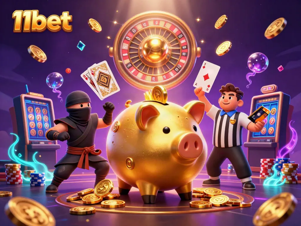 Experience thrilling gaming action with 11bet's dynamic casino scene featuring sumo wrestlers and vibrant elements.