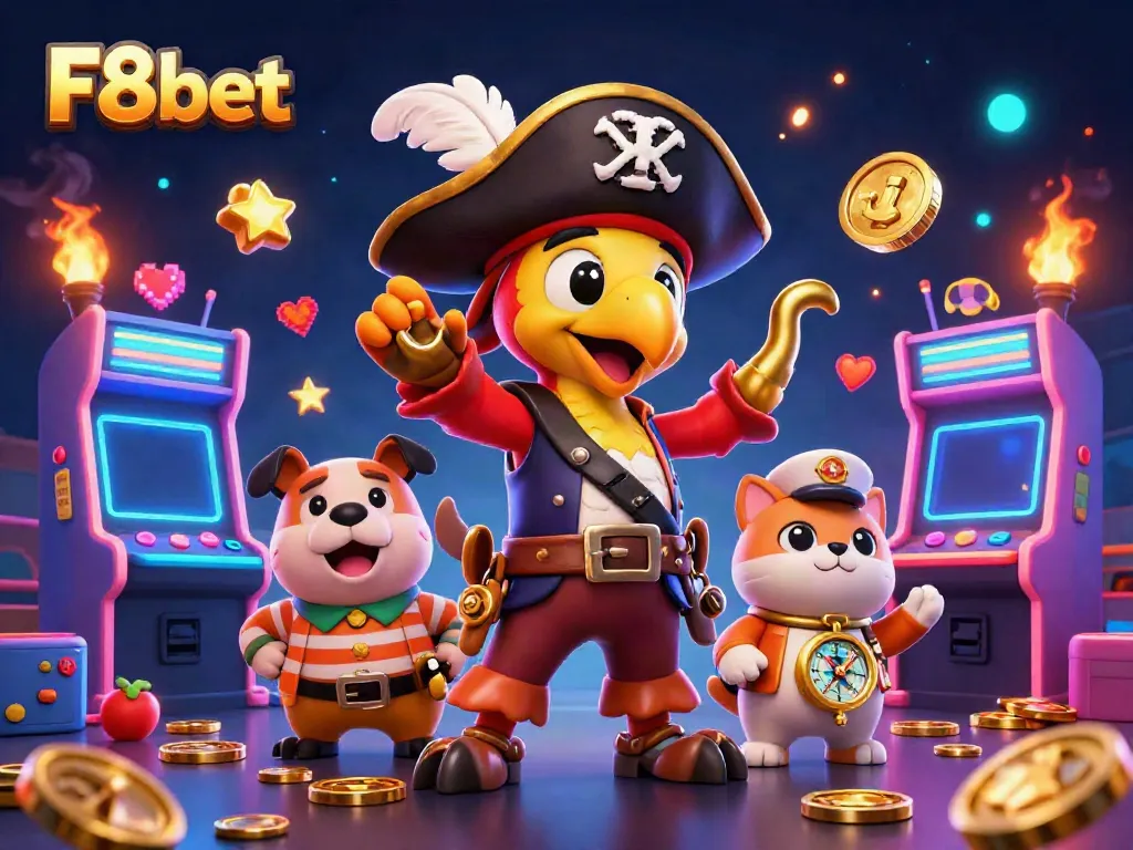 Experience the vibrant excitement of F8bet with colorful characters and casino gaming elements.