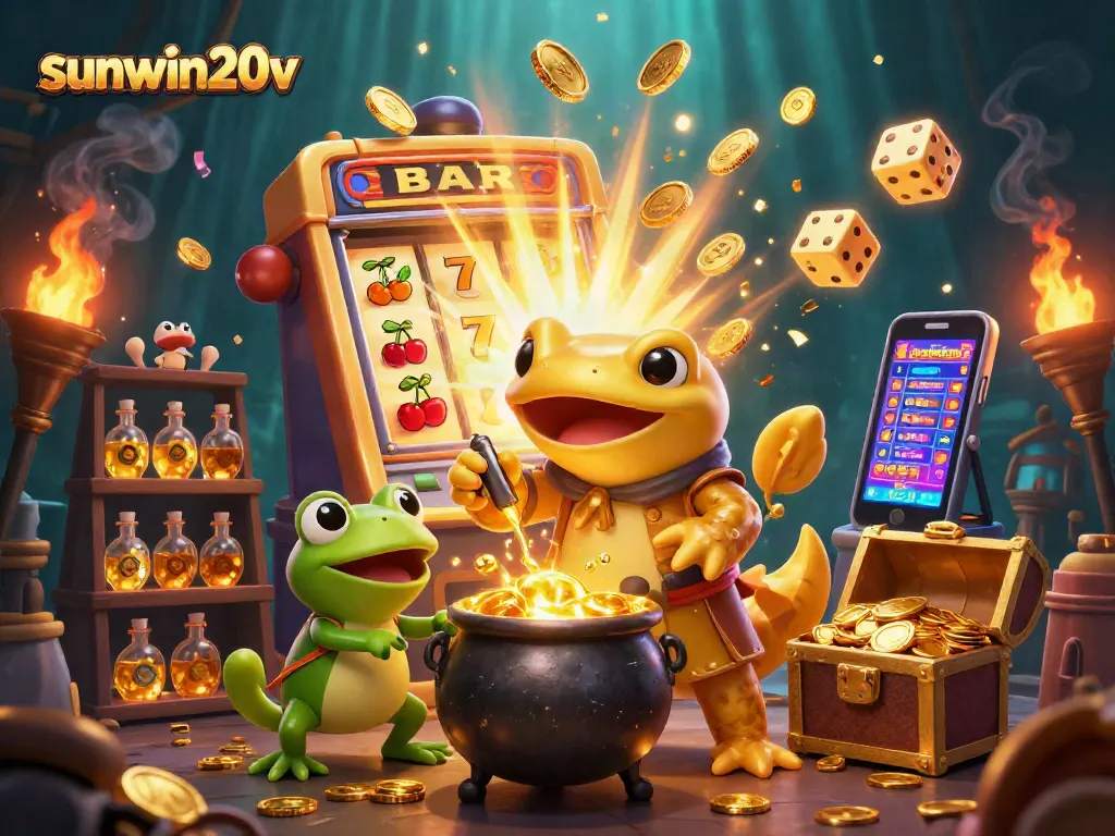 Engage with the magic of sunwin20v as a golden salamander transforms metals into casino riches.