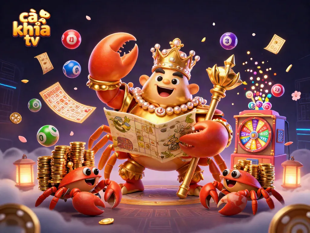 Experience thrilling gameplay with cà khịa tv, featuring a golden crab emperor amidst lottery excitement.