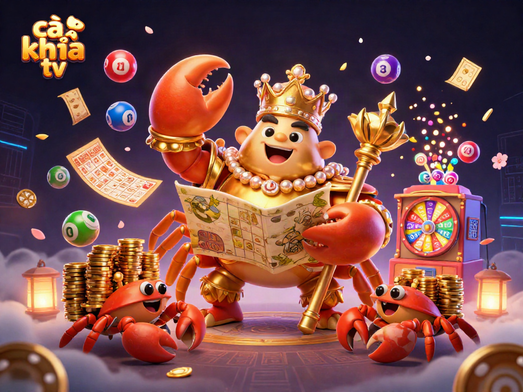 Experience thrilling gameplay with cà khịa tv, featuring a golden crab emperor amidst lottery excitement.