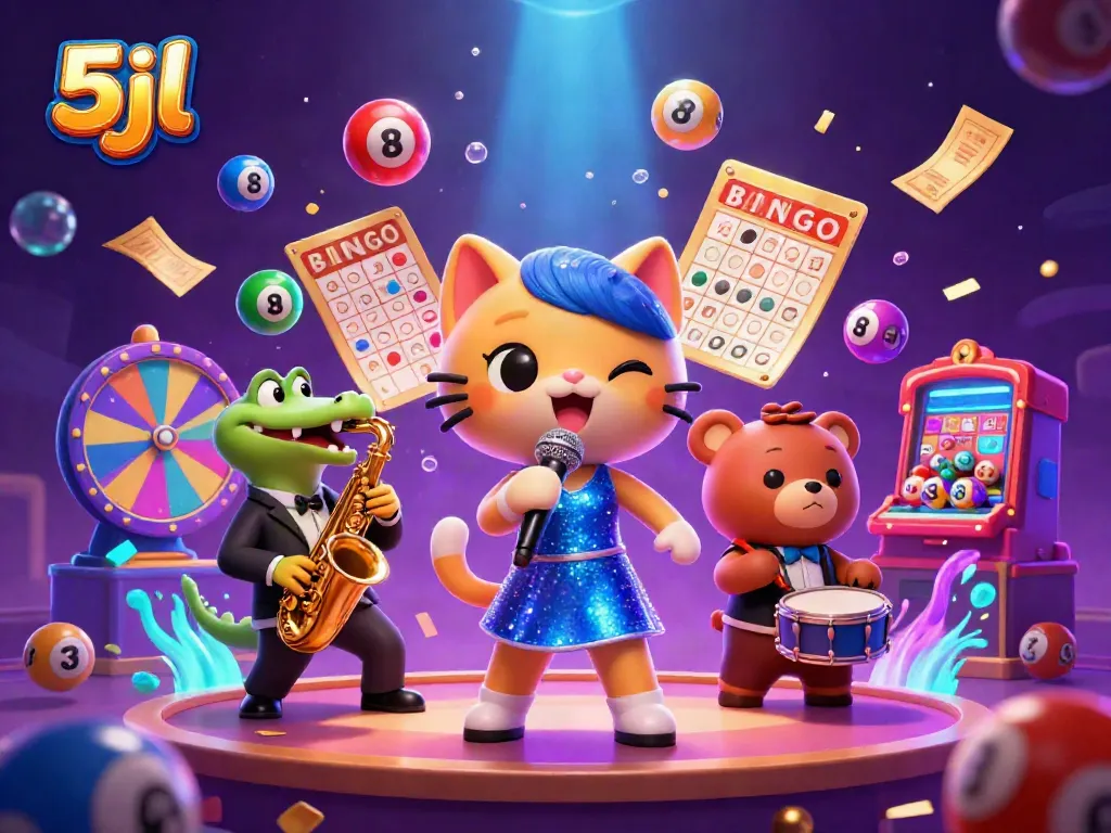 Join the fun with 5jl's vibrant casino atmosphere featuring colorful lottery elements.