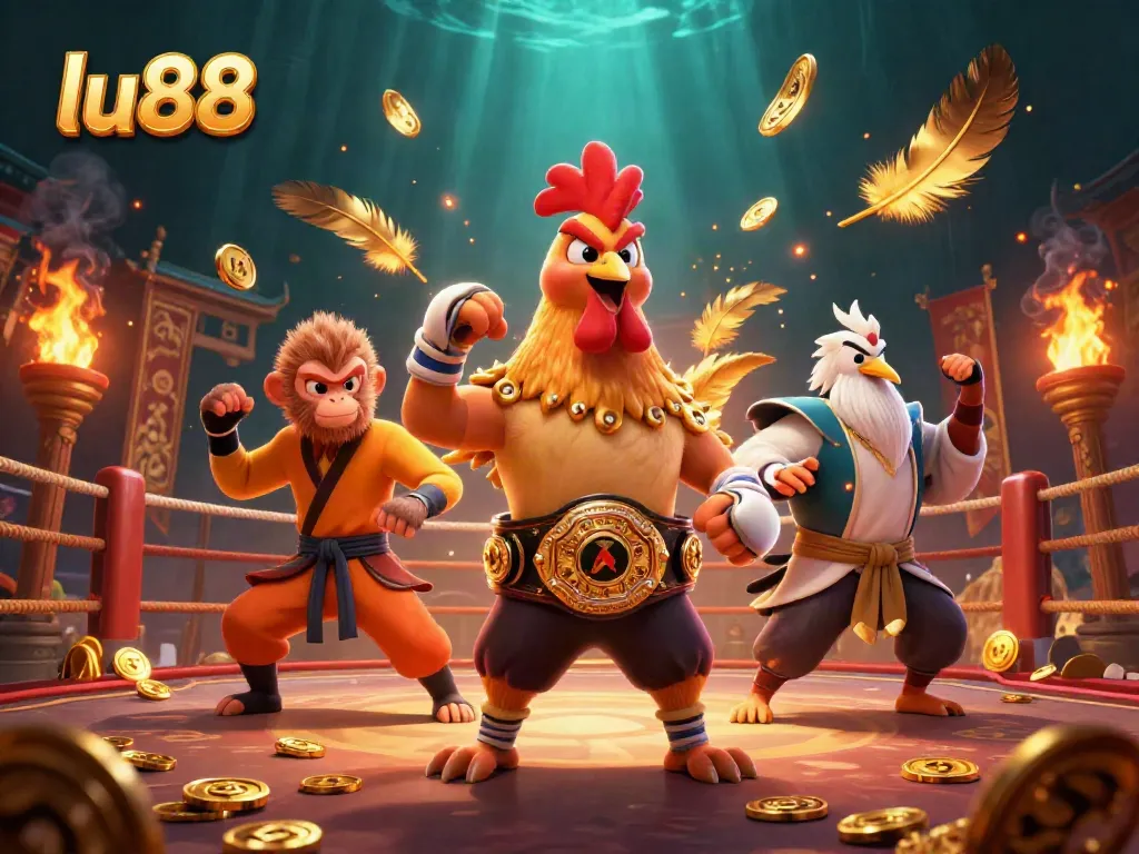 Engage in high-stakes fortune with lu88: an action-packed casino scene featuring martial arts characters.