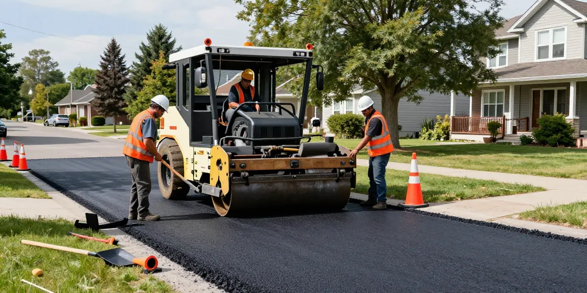 Asphalt paving company in Edmonton laying fresh asphalt on a residential driveway.