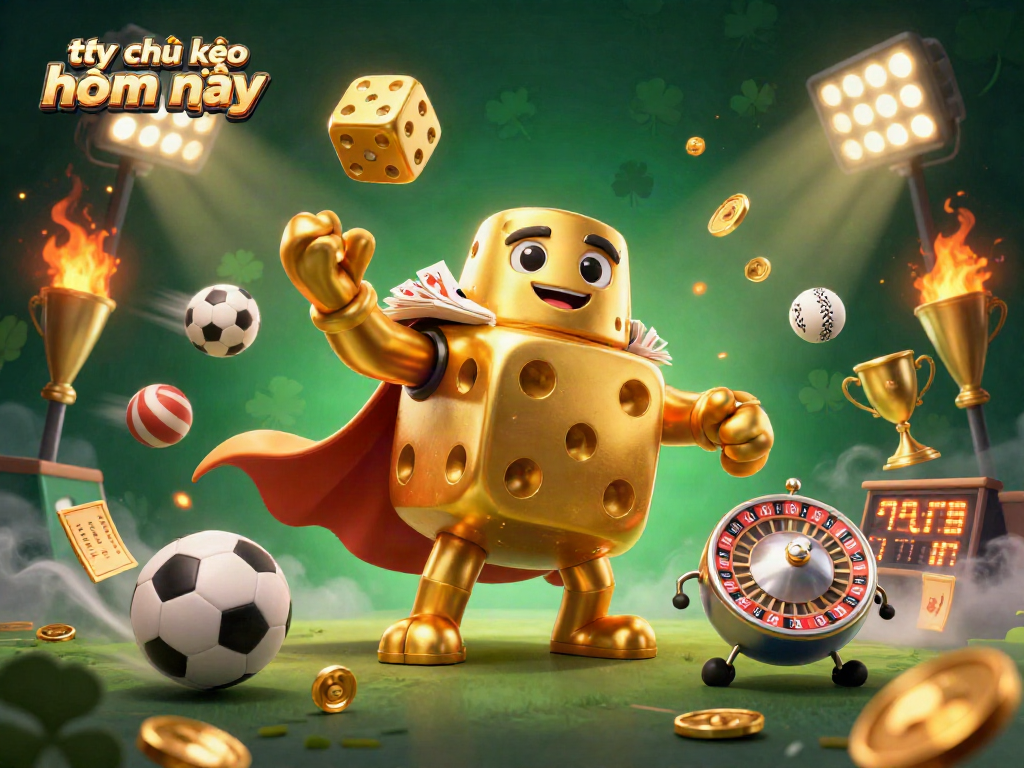 Experience the excitement of tỷ lệ kèo nhà cái hôm nay with illustrated casino action and dynamic sports elements.