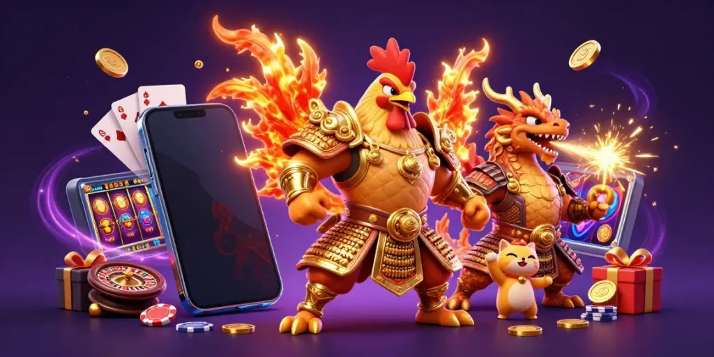 Sparks fly from a dragon hatchling as the situs toto warrior prepares for battle in this dynamic casino scene.