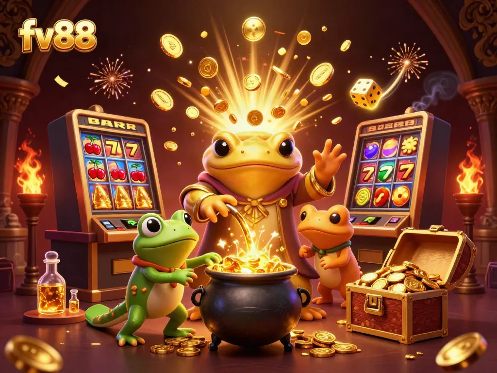 Experience thrilling gaming with fv88 in a vibrant illustration featuring rich casino elements.