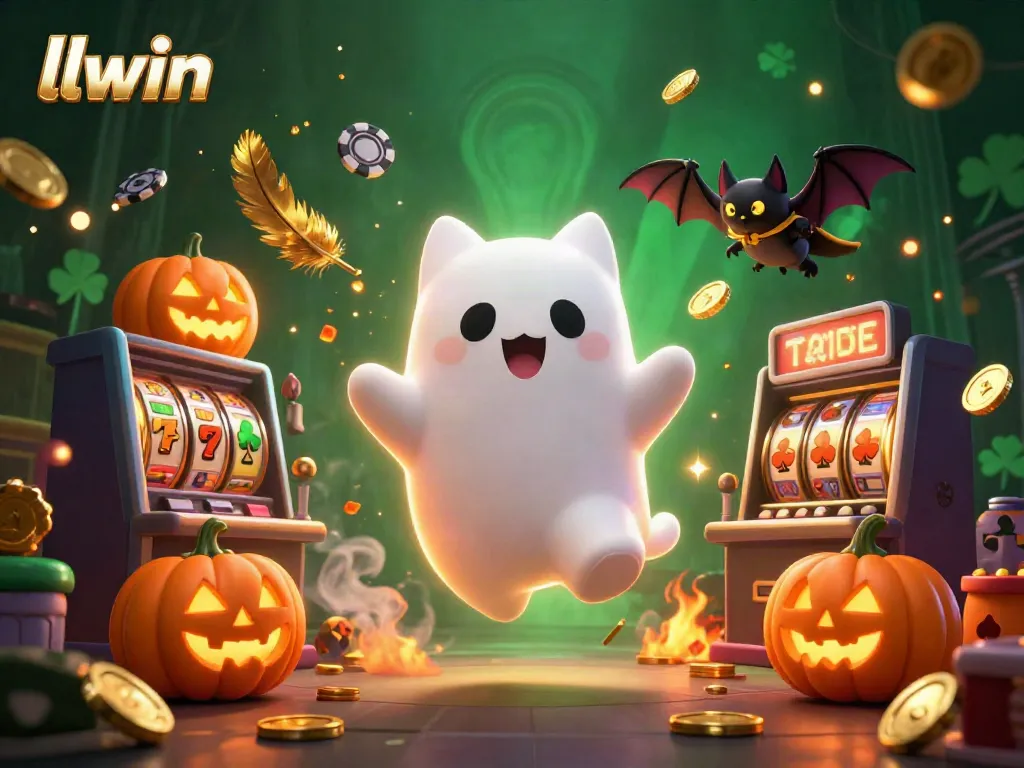 Experience thrilling games at llwin, featuring a ghost cat and vibrant jackpot scenes.