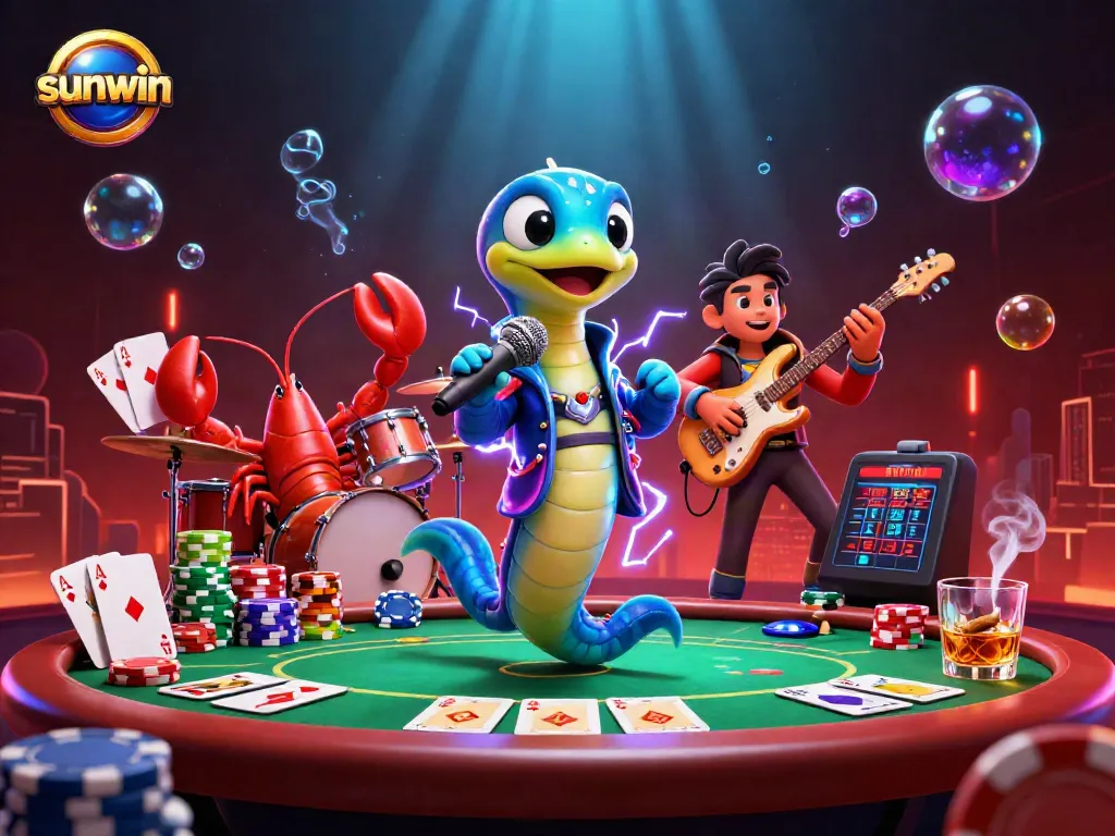 Experience the excitement of sunwin with an electric eel DJ performing in an underwater casino.