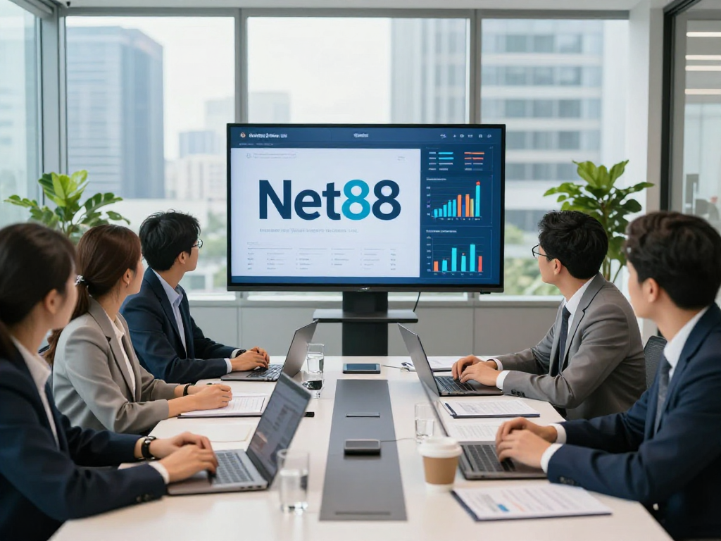 Giới Thiệu Net88 professional setting with a diverse team collaborating on business growth strategies.