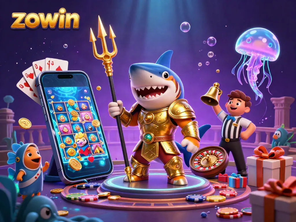 Zowin offers excitement with an underwater gambling theme combining gaming elements in a vibrant, action-packed scene.