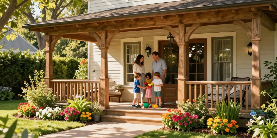 Crafted oak porches enhancing homes with families enjoying outdoor space