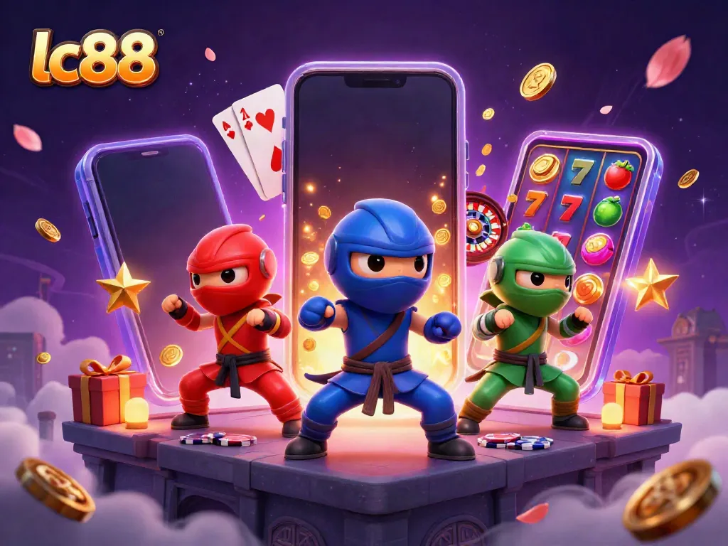 Engage in thrilling slot action with lc88 featuring vibrant chameleon warriors in a casino setting.