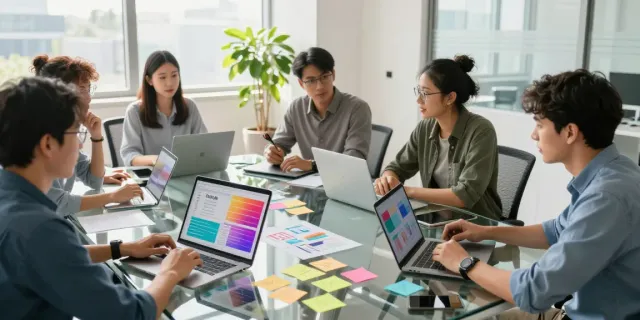 Team discussing Paid Ads Management strategies in a modern office.