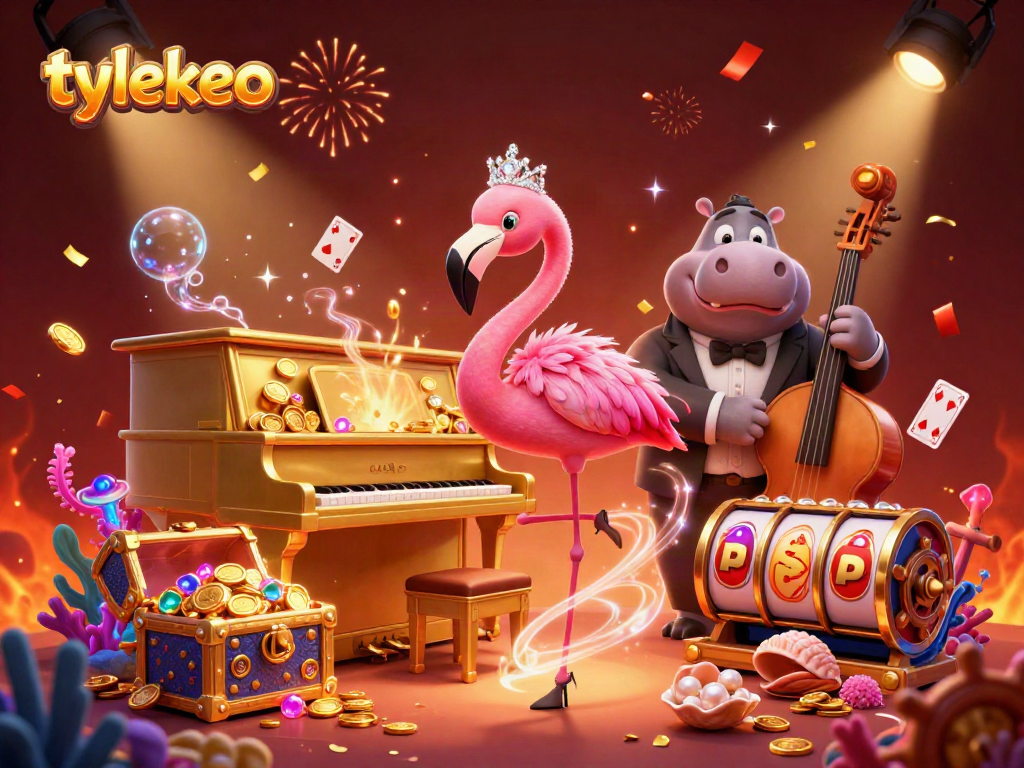 Engage with the thrill of tylekeo betting at a vibrant casino adorned with glamorous characters and dazzling elements.