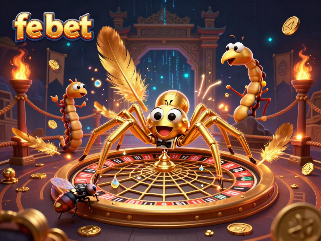 Place bets at fe bet with a thrilling spider roulette scene depicting luck and excitement.