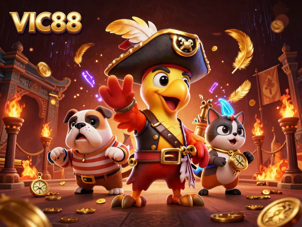Experience the thrill of VIC88 casino entertainment with dynamic characters and glowing visuals.
