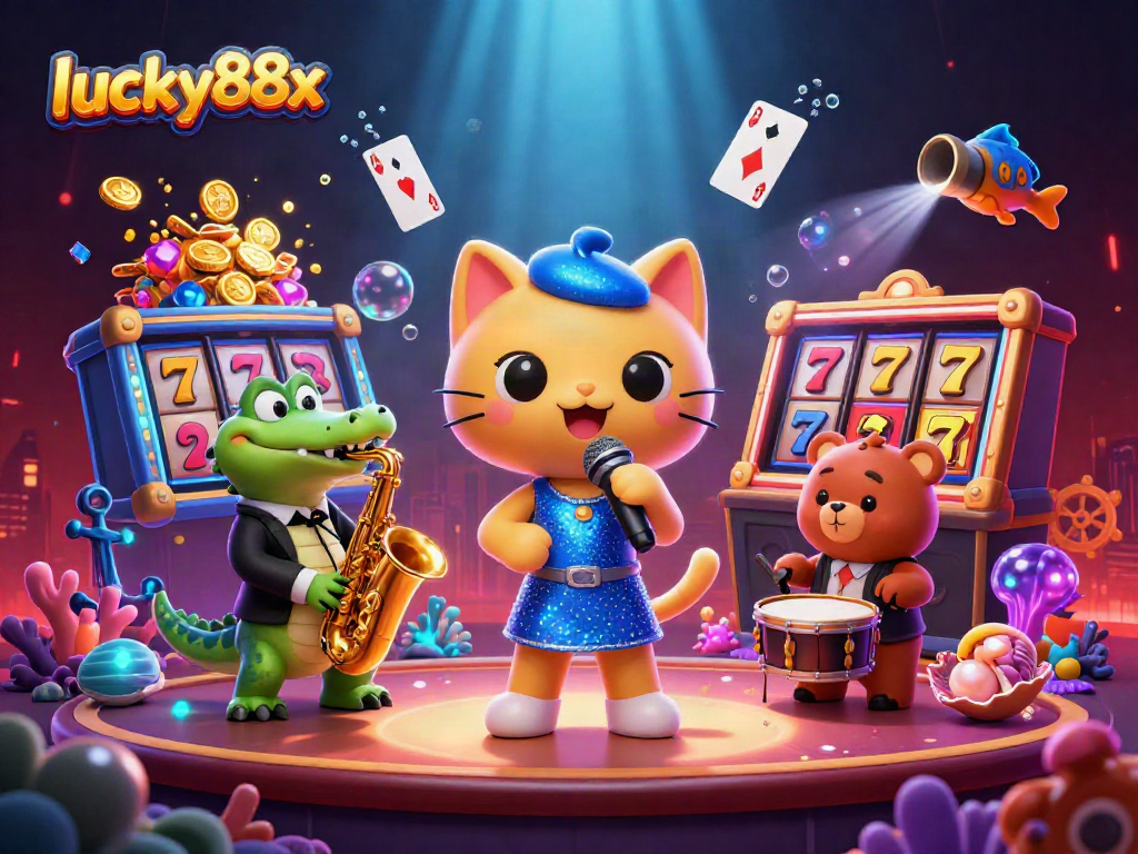 Engage with lucky88x through vibrant slot games, highlighting jackpot wins and casino fun.