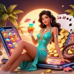 Spin to win exciting jackpots at Bet88 with vibrant casino games and a stunning tropical setting!