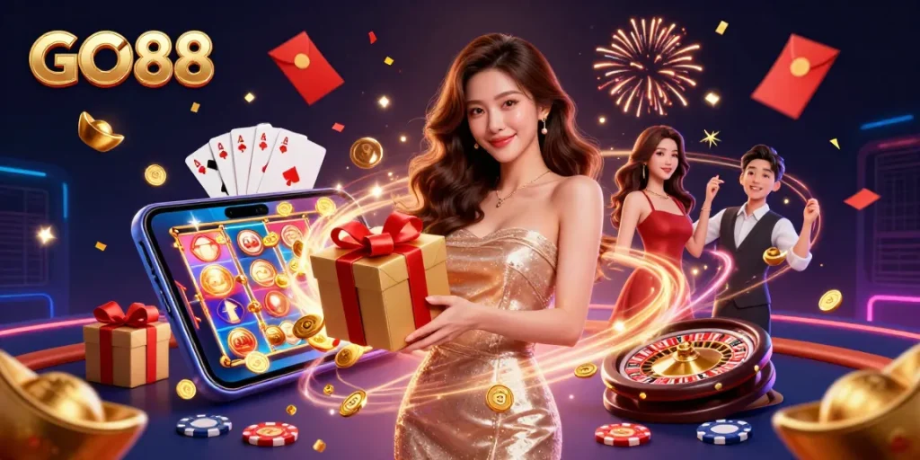 Spin to win with GO88 at vibrant online casino packed with attractions and festive elements.
