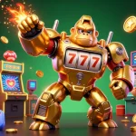 Five88zz showcases a vibrant 3D scene with a golden mech and arcade elements, perfect for gamblers' excitement.