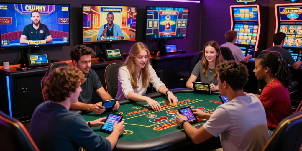 Exciting gaming atmosphere at Hello88 with diverse players enjoying live casino games