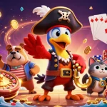 Spin and win with OK9's vibrant casino illustration showcasing exciting gaming elements.