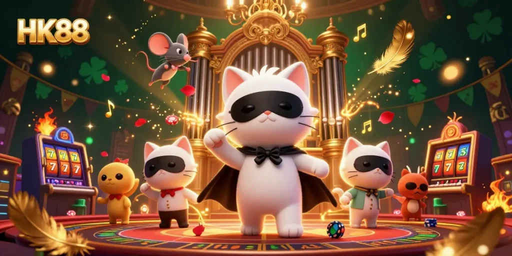 Experience the thrill of HK88 with an entrancing casino scene featuring vibrant characters and captivating game elements.