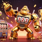 Bongdalu showcases a dynamic 3D illustration of a golden mech gorilla and sports elements, capturing thrilling gaming excitement.