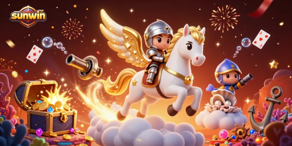 Experience exhilarating wins with sunwin's vibrant gaming atmosphere rich in golden treasures and playful characters.
