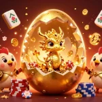 Experience the excitement of GEM88 with a golden dragon and poker chips in a vibrant casino scene.