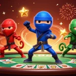 Experience thrilling poker excitement at Vsbet with 3D chameleon ninjas and colorful casino elements.