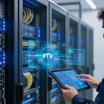 IPTV reseller showcasing advanced cloud computing technology in a modern data centre setup