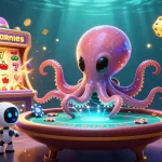 Play exciting casino games at GG88 with alien octopus and robot characters surrounded by vibrant visuals