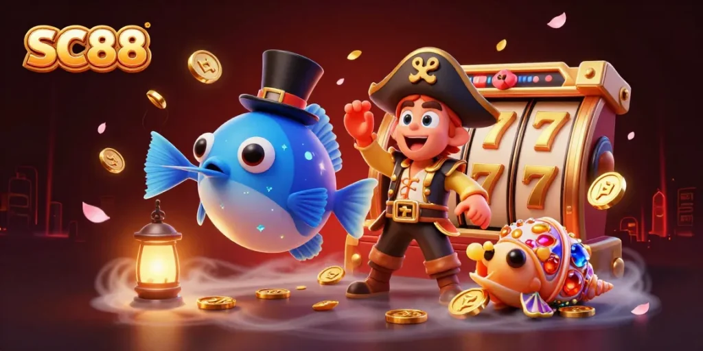 SC88 showcases a thrilling gaming scene with vibrant characters and slot reels spinning dynamically.
