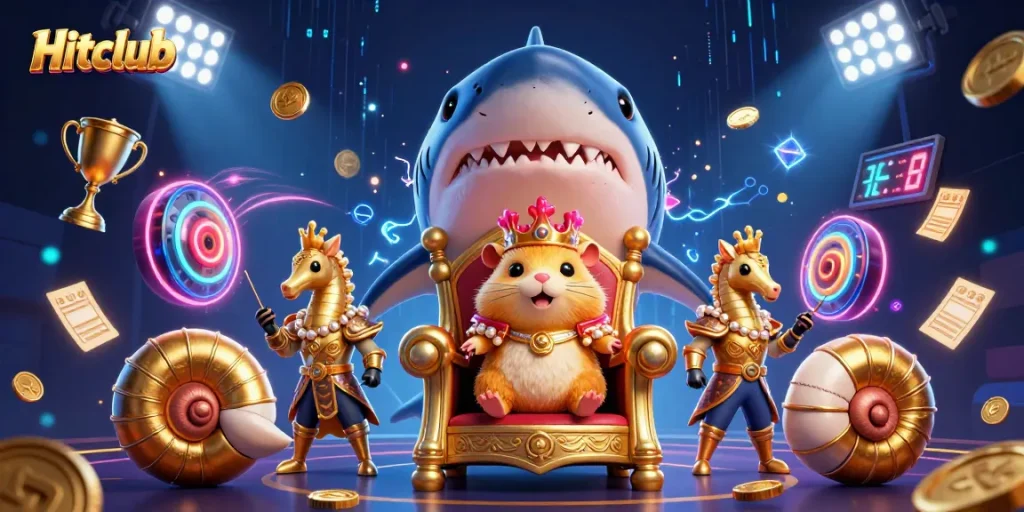 Engage in thrilling entertainment at Hitclub, featuring a vibrant 3D casino scene.