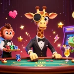 Experience thrilling gaming with MM88's vibrant 3D casino scene featuring a giraffe and friends.